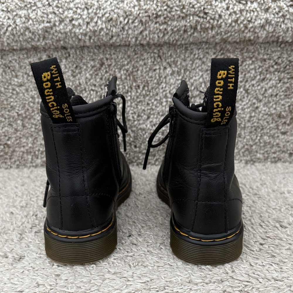 Dr. Martens Girls Black Lace-Up Combat Boots with Yellow Stitching - Picture 9 of 13